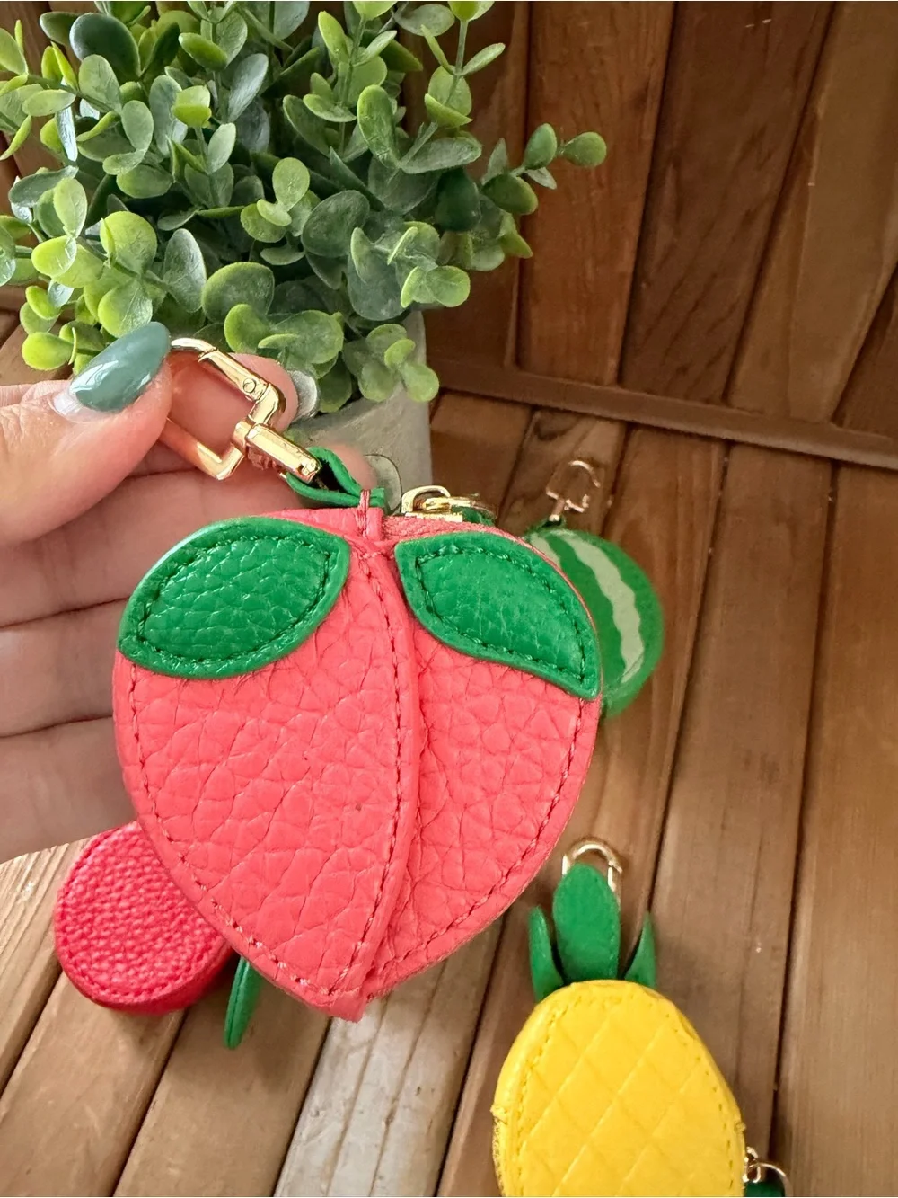 Playful Fruit Key Chain Charms w/Gold or Silver Hardware, Choose (1) One